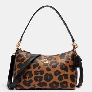 Coach Lewis Shoulder Bag With Leopard Print NEW